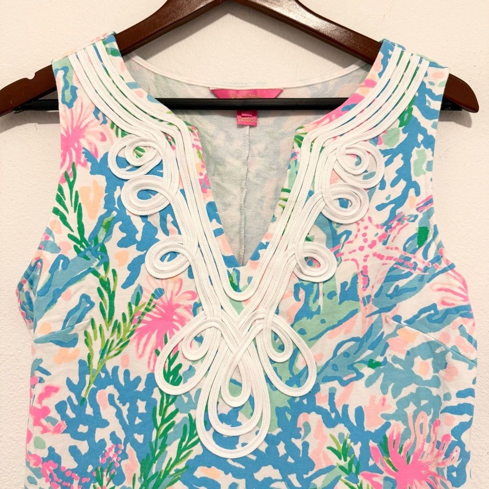 Lilly Pulitzer Harper Shift Dress Coral Bay Stretch Cotton French Terry Medium - Picture 4 of 9